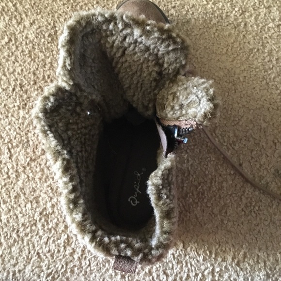 New Taupe Faux Suede Ankle Boots - Picture 6 of 7